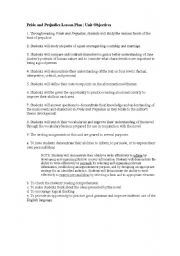 English Worksheet: pride and prejudice lesson plan