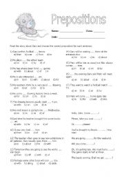 English Worksheet: prepostions (multiple choice)