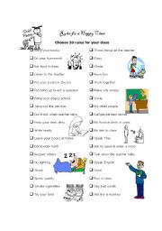 English Worksheet: Class Rules