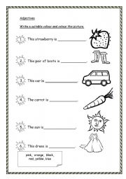English Worksheet: Choose a suitable colour and colour the picture