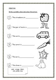 English worksheet: Choose a suitable colour and colour the picture