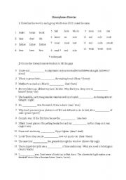 English Worksheet: homophones