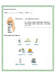 English Worksheet: writing about daily routines
