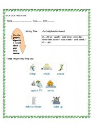 English worksheet: writing about daily routines