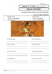 English Worksheet: Where and When was Indiana Jones in /on...?