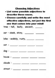 English worksheet: adjectives