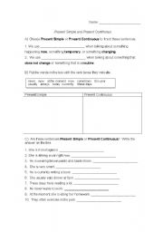 English Worksheet: Comparing Present Simple and Present Continuous