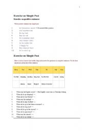 English Worksheet: Activities on Simple Past