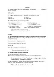 English worksheet: modifiers