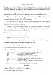 English Worksheet: A dangeous game to play