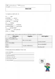 English Worksheet: Verb To Be