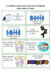 English Worksheet: Truth or Dare: Dare Cards 4