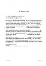 English Worksheet: Indignant Email Cloze