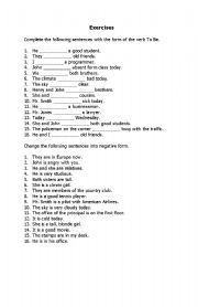 English worksheet: the  Verb To Be