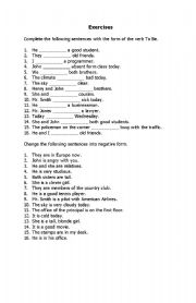 English Worksheet: the  Verb To Be