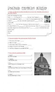 English Worksheet: Peter visits Italy (verb to be - there is / are)