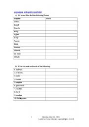 English worksheet: Nouns