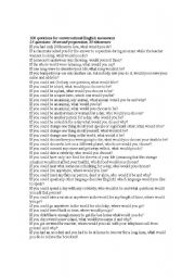 English Worksheet: 100+ questions for students