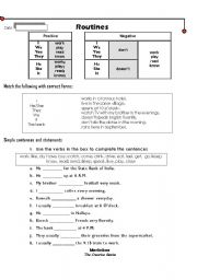 English Worksheet: daily routines