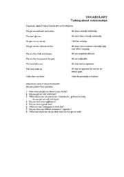English Worksheet: talking about relationships