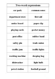 English worksheet: Two-word expressions