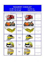 English Worksheet: Transport checklist