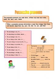 English Worksheet: possessive pronouns and possessive adjectives