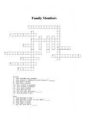 English worksheet: Family Member Crossword