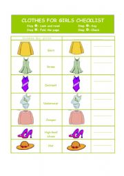 English Worksheet: Clothes for girls