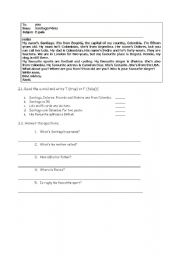 English worksheet: Reading an e-mail