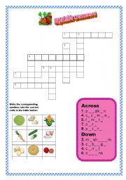 English Worksheet: Vegetable crossword