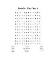 English Worksheet: Breakfast Wordsearch