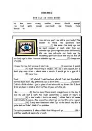 English Worksheet: How old is your body?