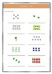 English Worksheet: Numbers 1 to 10