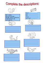 English Worksheet: Animal description