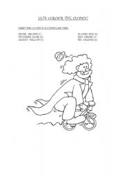 English Worksheet: LETS PAINT THE CLOWN!