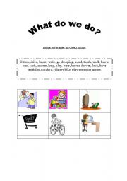 English worksheet: What do we do?