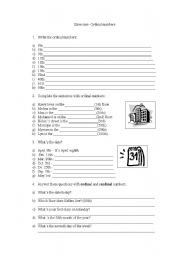 English Worksheet: ordinal numbers practice