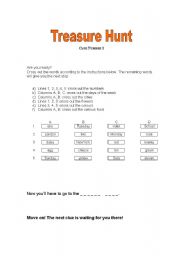 English Worksheet: Treasure Hunt (Part 1)