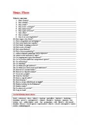 English Worksheet: Shops/ places: where can you...? 