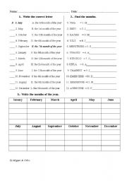 English Worksheet: MONTHS OF THE YEAR