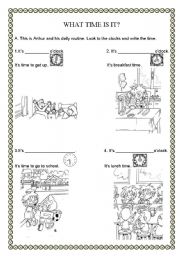 English Worksheet: what time is it?