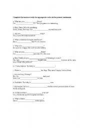 English worksheet: Present Continuous