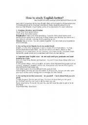 English Worksheet: How to study English well