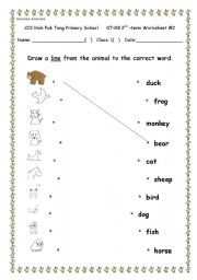 English Worksheet: Brown bear, brown bear.  Simple picutre and word matching.