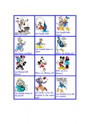 English Worksheet: can cant with disney characters II