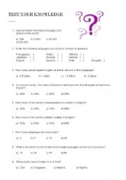 English worksheet: ENGLISH KNOWLEDGE QUIZ