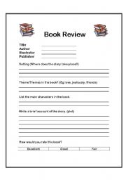 English Worksheet: Book Review Form