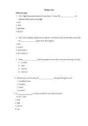 English Worksheet: Modal verbs
