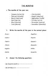 English Worksheet: Months